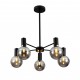 Black Smoked Semi Flush 5 Arm Ceiling Light