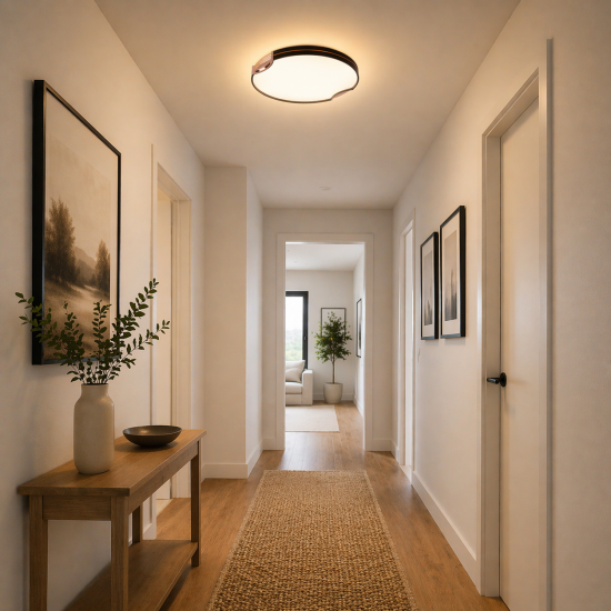 Modern Flush Ceiling Lights 24W LED CCT with Black Frame and Bronze/Copper Accents