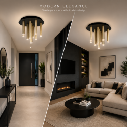 Modern 9-Light G9 Luxury Gold Cylinder Ceiling Flush Light with Frosted Diffusers