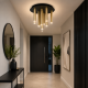 Modern 9-Light G9 Luxury Gold Cylinder Ceiling Flush Light with Frosted Diffusers