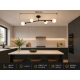 Modern Black 4 Way Opal Glass Ceiling Light Straight Bar G9 Light Fitting