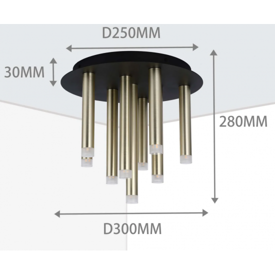 Modern 9-Light G9 Luxury Gold Cylinder Ceiling Flush Light with Frosted Diffusers