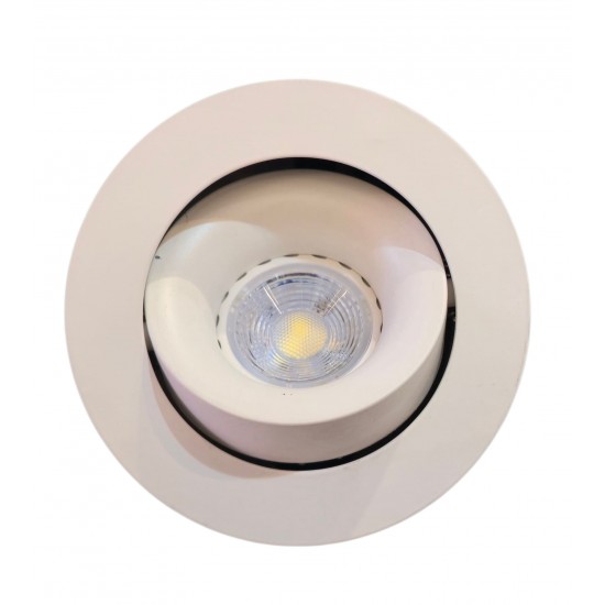 Large Ceiling Recessed Tilt GU10 Downlight 105mm - Matt White