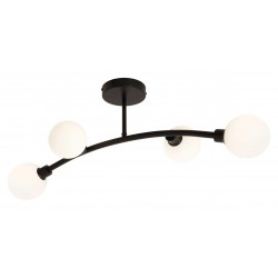 Modern Black 4 Way Opal Glass Ceiling Light Straight Bar G9 Light Fitting