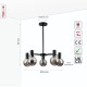 Black Smoked Semi Flush 5 Arm Ceiling Light