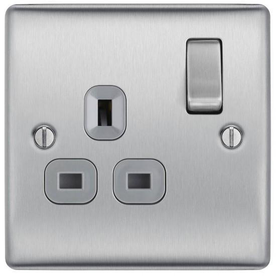 1G Switched Socket Grey Insert Low Profile Finish