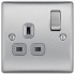 1G Switched Socket Grey Insert Low Profile Finish
