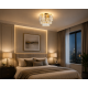 Modern Gold Crystal Flush Ceiling Light 300mm Luxury Chandelier E14 Bedroom Living Room Hallway Lamp
