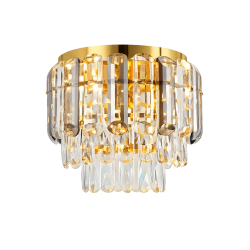 Modern Gold Crystal Flush Ceiling Light 300mm Luxury Chandelier E14 Bedroom Living Room Hallway Lamp