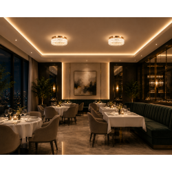 Rose Gold Crystal LED Flush Ceiling Light 60W – CCT Adjustable 3000K-6000K – Dimmable – 500mm