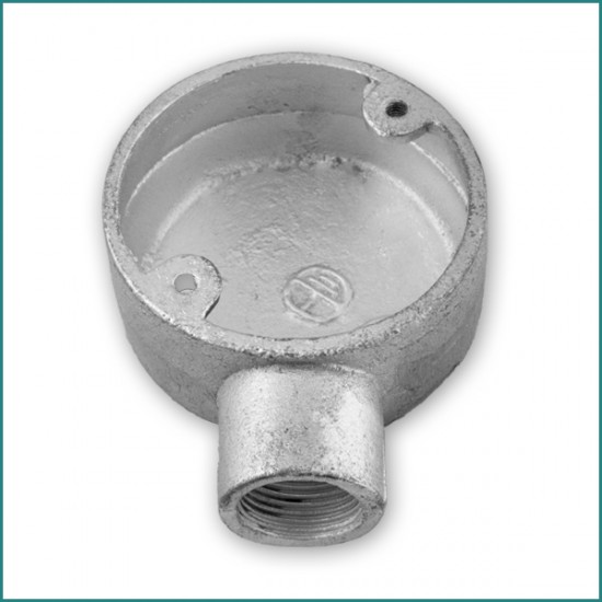 1 Way 20mm Round Galvanised Conduit Box 1 Way 20mm Round Galvanised Conduit Box