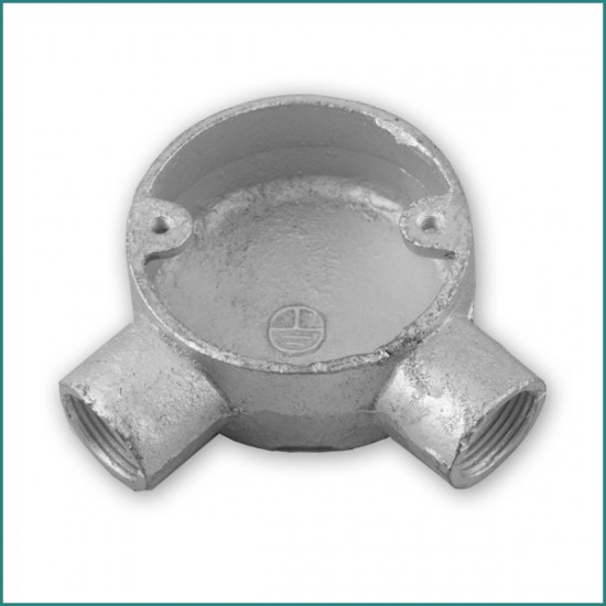 2 Way Angle 20mm Round Galvanised Conduit Box 2 Way Angle 20mm Round Galvanised Conduit Box