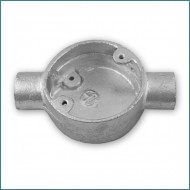 2 Way Through 20mm Round Galvanised Conduit Box 2 Way Through 20mm Round Galvanised Conduit Box