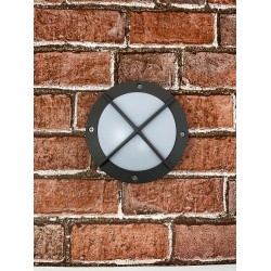 Round Grey Mini Bulkhead Wall Garden Lights Outdoor IP65 Waterproof