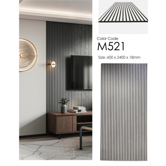 Acoustic Slat Wall Panel 2400 x 600 Grey | Wood Panels UK