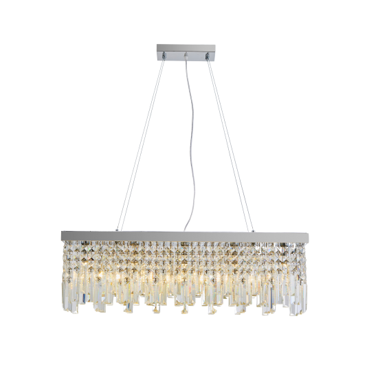 Luxury Chrome Kitchen Diner Raindrop K9 Crystal Chandelier Pendant Light Rectangle