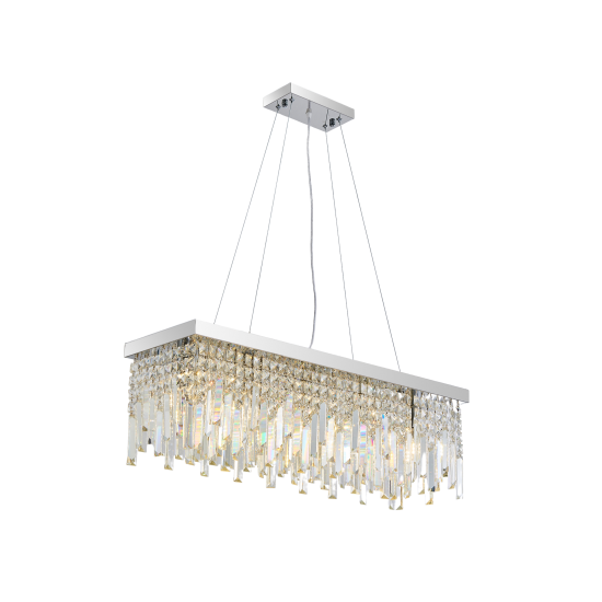 Luxury Chrome Kitchen Diner Raindrop K9 Crystal Chandelier Pendant Light Rectangle