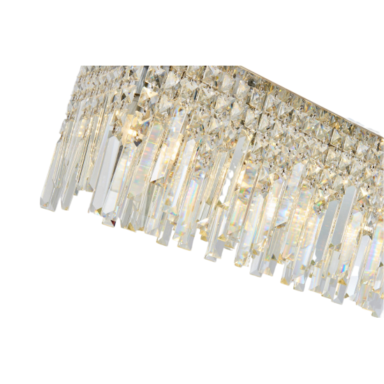 Luxury Chrome Kitchen Diner Raindrop K9 Crystal Chandelier Pendant Light Rectangle