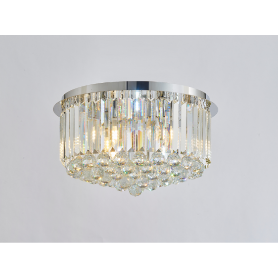 Luxury Flush Mount Round K9 Crystal Chandelier Ceiling Droplets Light