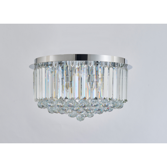 Luxury Flush Mount Round K9 Crystal Chandelier Ceiling Droplets Light