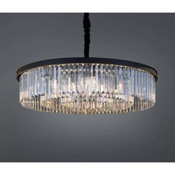 Modern Black Luxury Clear K9 Crystal Chandelier Round Pendant Ceiling Light Fitting