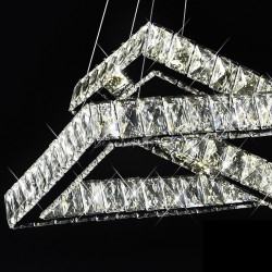 50W LED Chrome 2 Tier Square Crystal Chandelier Pendant Light