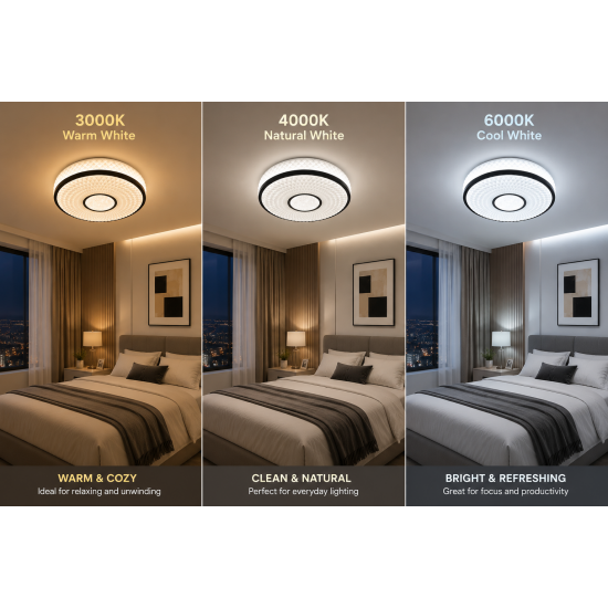 Sparkling Effect 24W LED Colour Change Acrylic Flush Ceiling Light 395mm