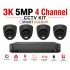 4 Channel HD 3K 5MP Smart Colour CCTV Surveillance Kit 