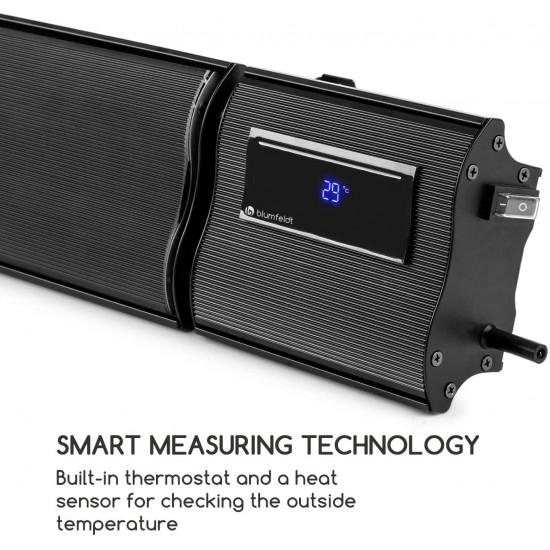 Infrared wall or ceiling Radiant heater 1800W or 2400W IP44 Remote Control Black Finish
