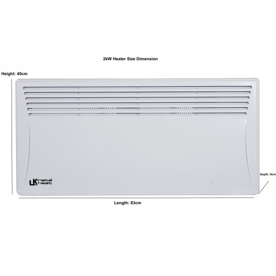 UKEW Insta Heat 2KW Panel Convector Heating With Digital Timer Lot 20 Compliant