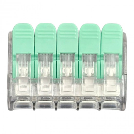 Transparent 5 Way Port Spring Lever Electrical Wire Connector Terminal 32A (50 Pieces) Transparent 5 Way Port Spring Lever Electrical Wire Connector Terminal 32A (50 Pieces)