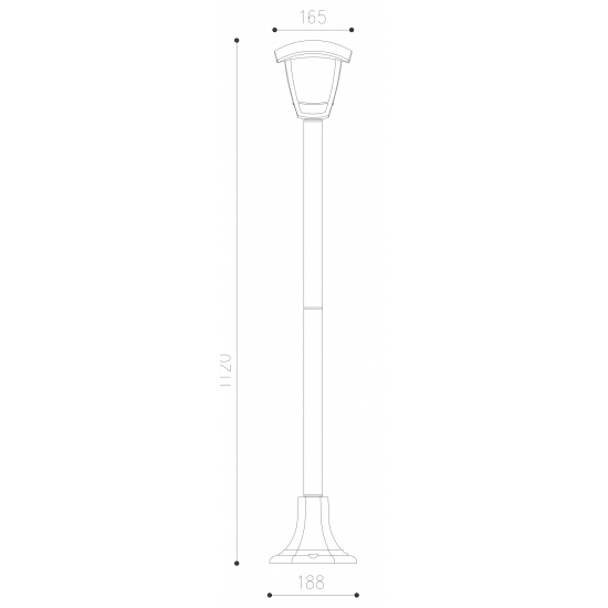 External Black Garden Walkway Lantern 1100mm Pole Lamp Light IP54 Waterproof