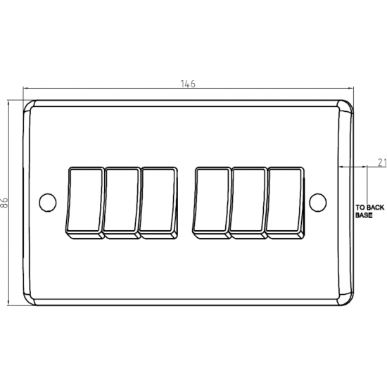 Knightsbridge 6G 2Way Switch Pure White Curved Edge Finish