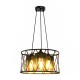 Black Caged Pendant Metal Amber Cylinder Glass Chandelier Ceiling Adjustable Light 3xE27