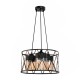Black Caged Pendant Metal Amber Cylinder Glass Chandelier Ceiling Adjustable Light 3xE27