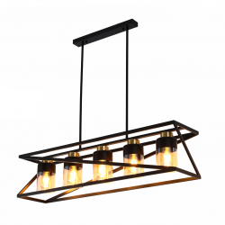 Modern Black & Gold 5 Light Geometric Chandelier – E27 Pendant Ceiling Light