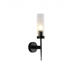 Black Reeded Fluted Glass Wall Light Modern Cylinder Indoor Wall Lamp E27