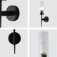 Black Reeded Fluted Glass Wall Light Modern Cylinder Indoor Wall Lamp E27