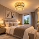 40cm Brass Crystal Chandelier Ceiling Light – Modern Gold Flush Mount E14 Dimmable