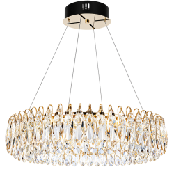 Modern 60cm Gold Crystal 45W LED Chandelier – Dimmable Ceiling Light with Remote Control & 3CCT