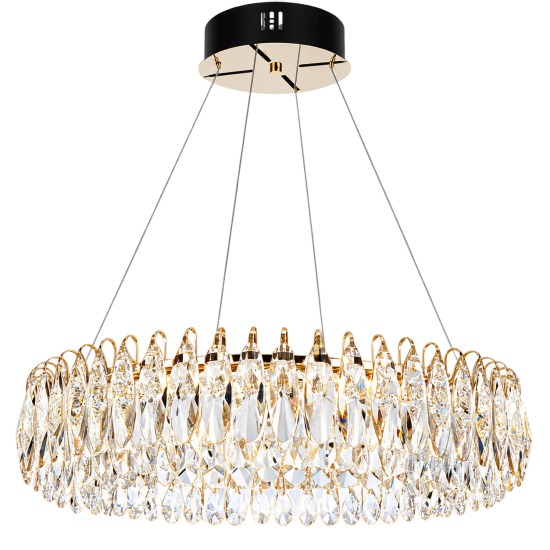 Modern 60cm Gold Crystal 45W LED Chandelier – Dimmable Ceiling Light with Remote Control & 3CCT