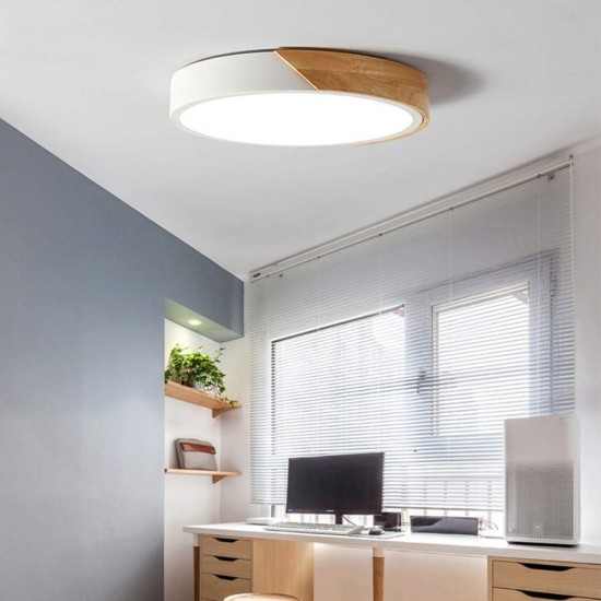 Nordic Wood White 36W LED Flush Ceiling Light – Round Design with Adjustable CCT Nordic Wood White 36W LED Flush Ceiling Light – Round Design with Adjustable CCT