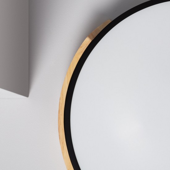 Nordic Wood Black 36W LED Flush Ceiling Light – Round Design with Adjustable CCT Nordic Wood Black 36W LED Flush Ceiling Light – Round Design with Adjustable CCT