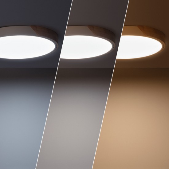 Nordic Wood White 36W LED Flush Ceiling Light – Round Design with Adjustable CCT Nordic Wood White 36W LED Flush Ceiling Light – Round Design with Adjustable CCT