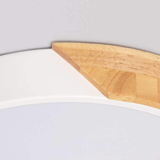 Nordic Wood White 36W LED Flush Ceiling Light – Round Design with Adjustable CCT Nordic Wood White 36W LED Flush Ceiling Light – Round Design with Adjustable CCT