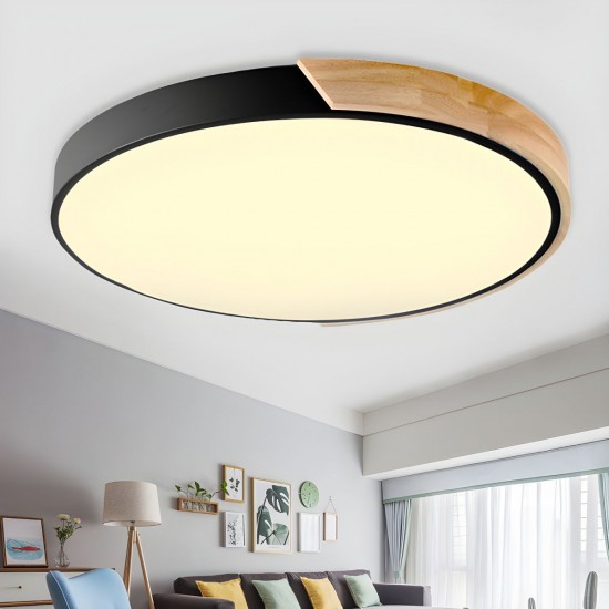Nordic Wood Black 36W LED Flush Ceiling Light – Round Design with Adjustable CCT Nordic Wood Black 36W LED Flush Ceiling Light – Round Design with Adjustable CCT