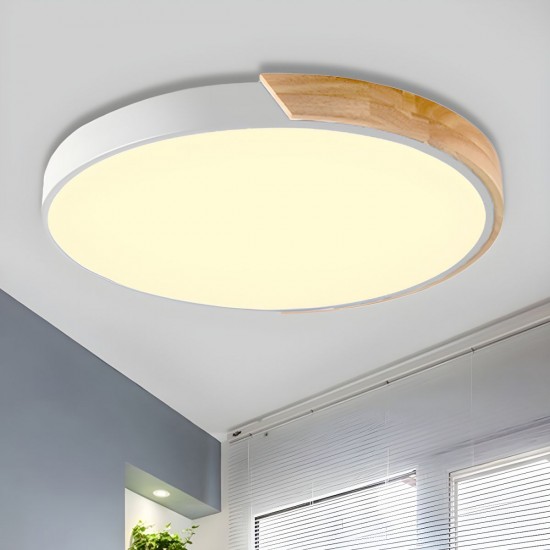 Nordic Wood White 36W LED Flush Ceiling Light – Round Design with Adjustable CCT Nordic Wood White 36W LED Flush Ceiling Light – Round Design with Adjustable CCT