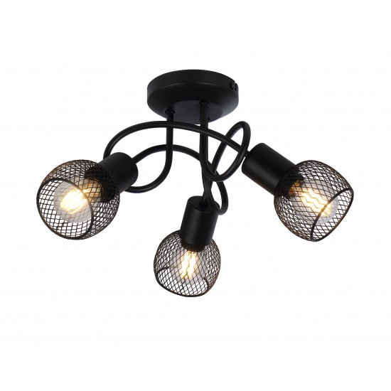 Modern Black Semi Flush Crossover 3 Way Mesh Shade Light