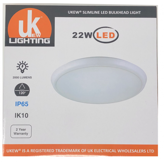 Slim 22W LED Low Ceiling light Slim LED Ceiling or Wall IP65 Bulkhead Light