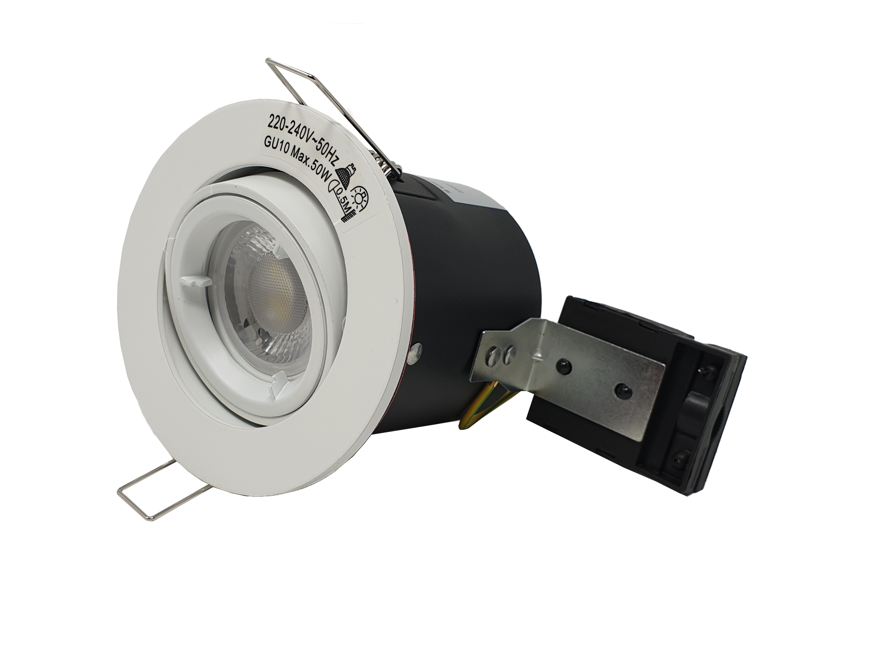 Fixed Spotlight 12 X Fire Rated Fixed Tilt LED GU10 Recessed WHITE Spotlights Downligh ...